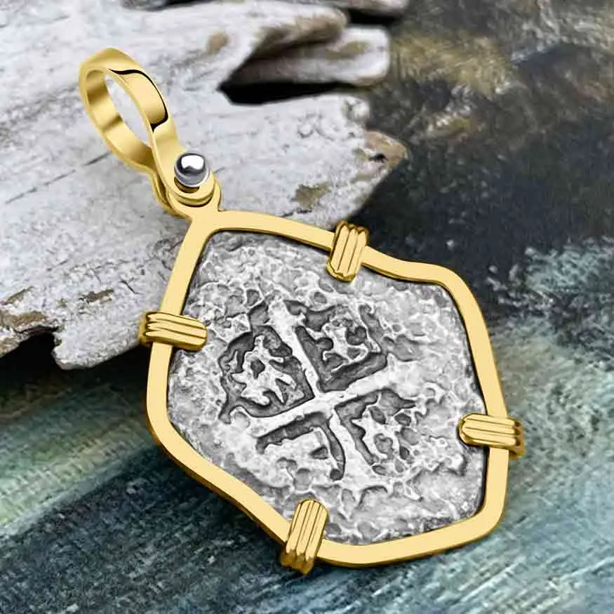 1715 Fleet Shipwreck Spanish 2 Reale "Piece of 8" 14K Gold Pendant | Artifact #8645