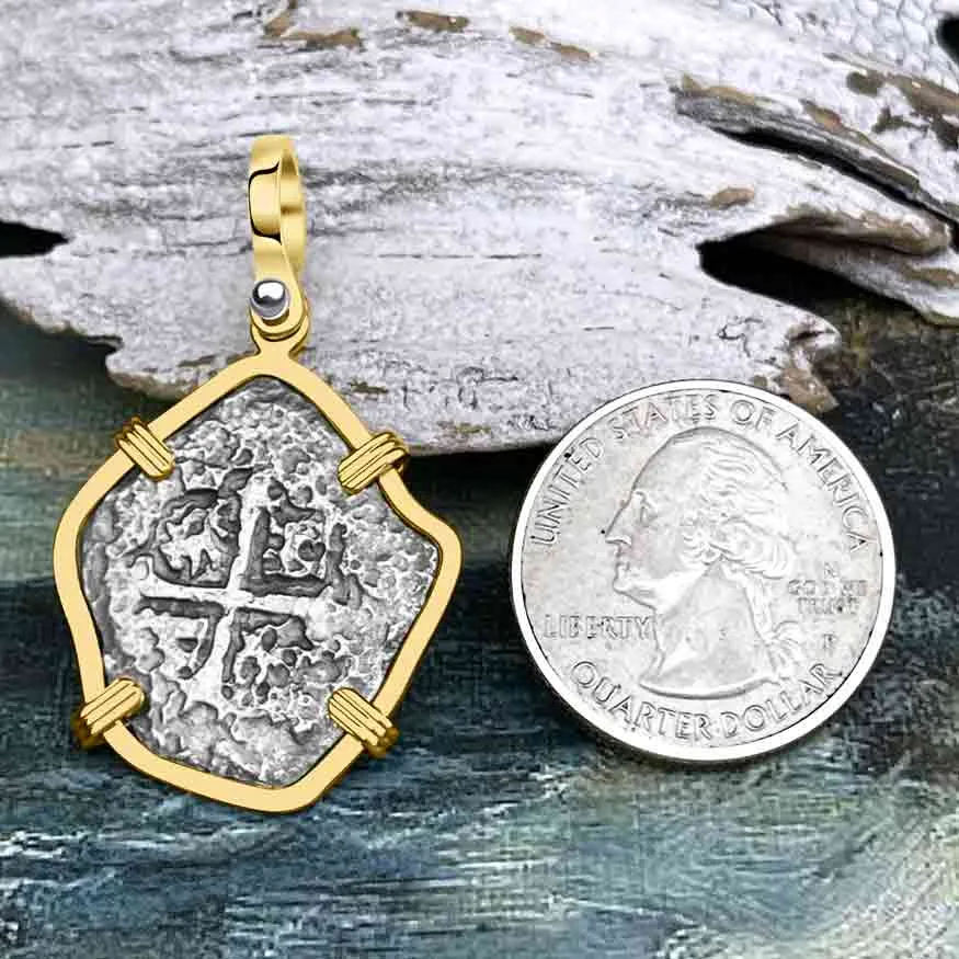 1715 Fleet Shipwreck Spanish 2 Reale "Piece of 8" 14K Gold Pendant | Artifact #8645