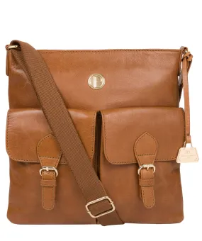 'Azalea' Saddle Tan Leather Cross Body Bag