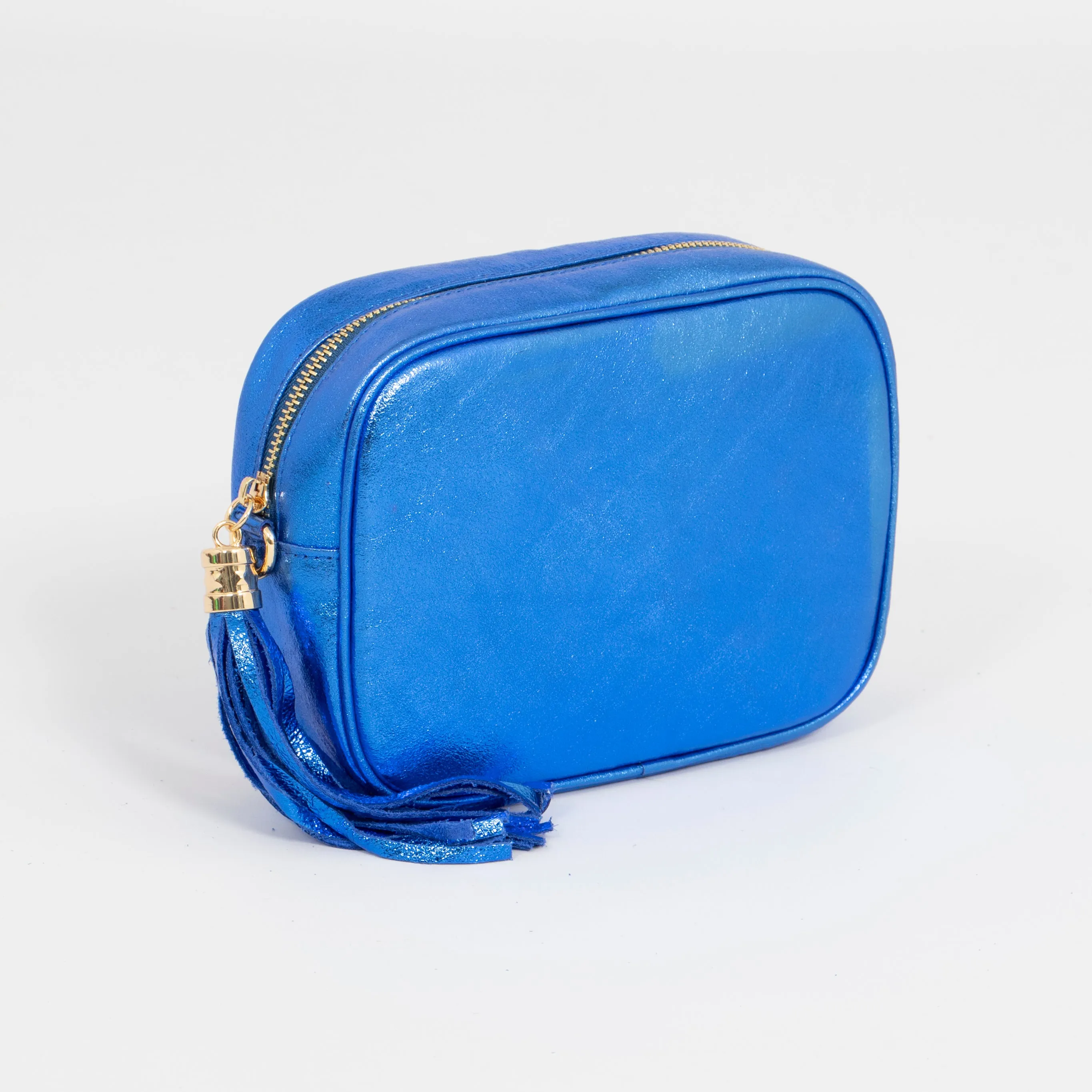 Beau - Italian Leather Crossbody Bag - Blue, Metallic