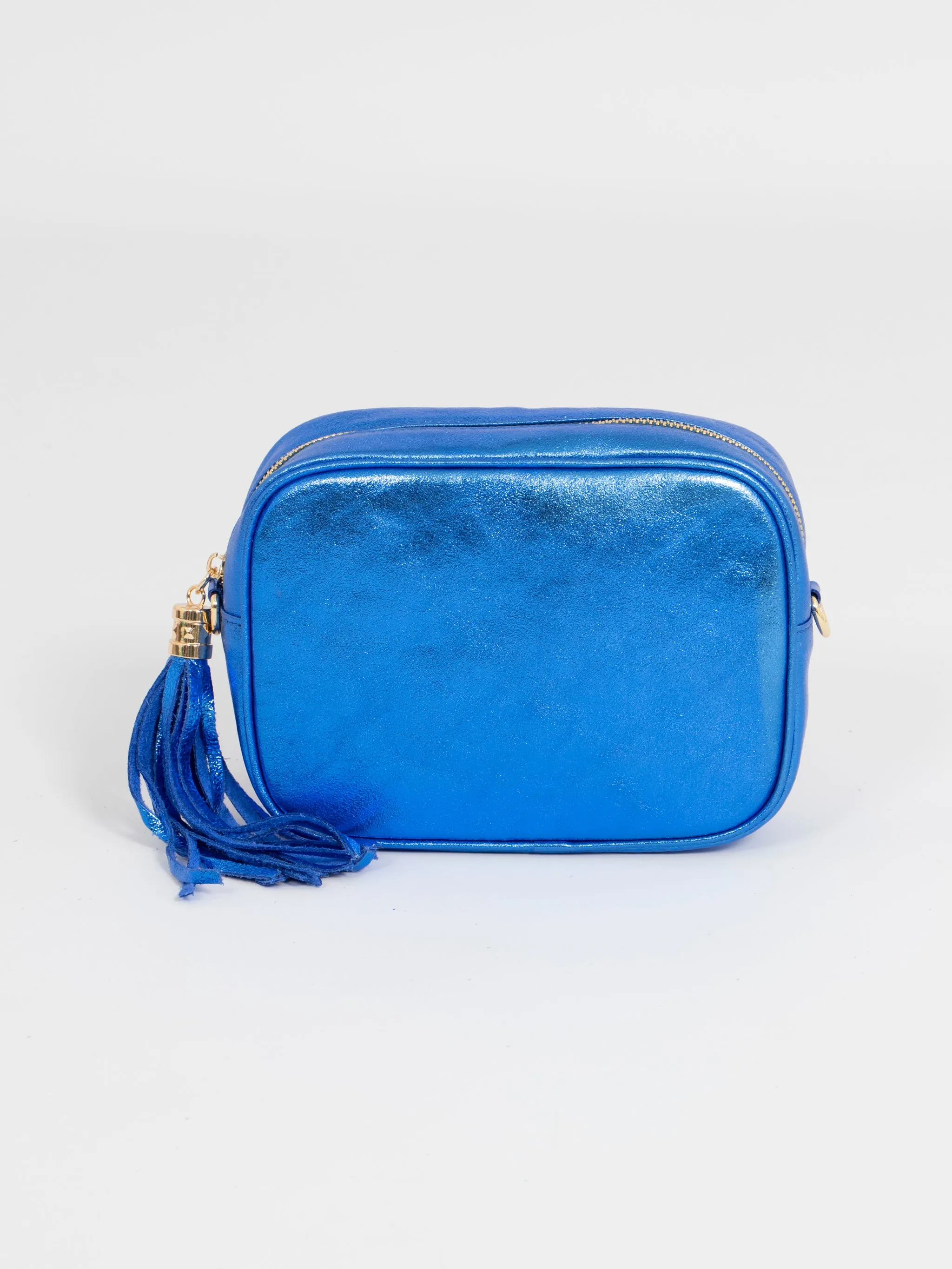 Beau - Italian Leather Crossbody Bag - Blue, Metallic