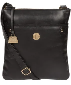 'Briony' Jet Black Leather Cross Body Bag
