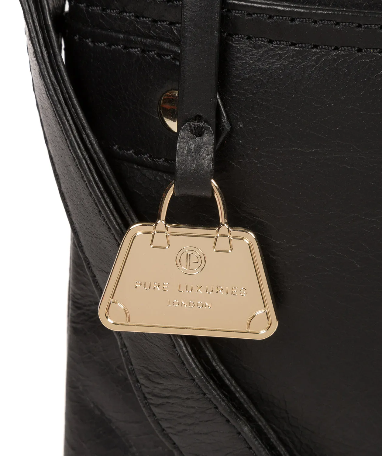 'Briony' Jet Black Leather Cross Body Bag