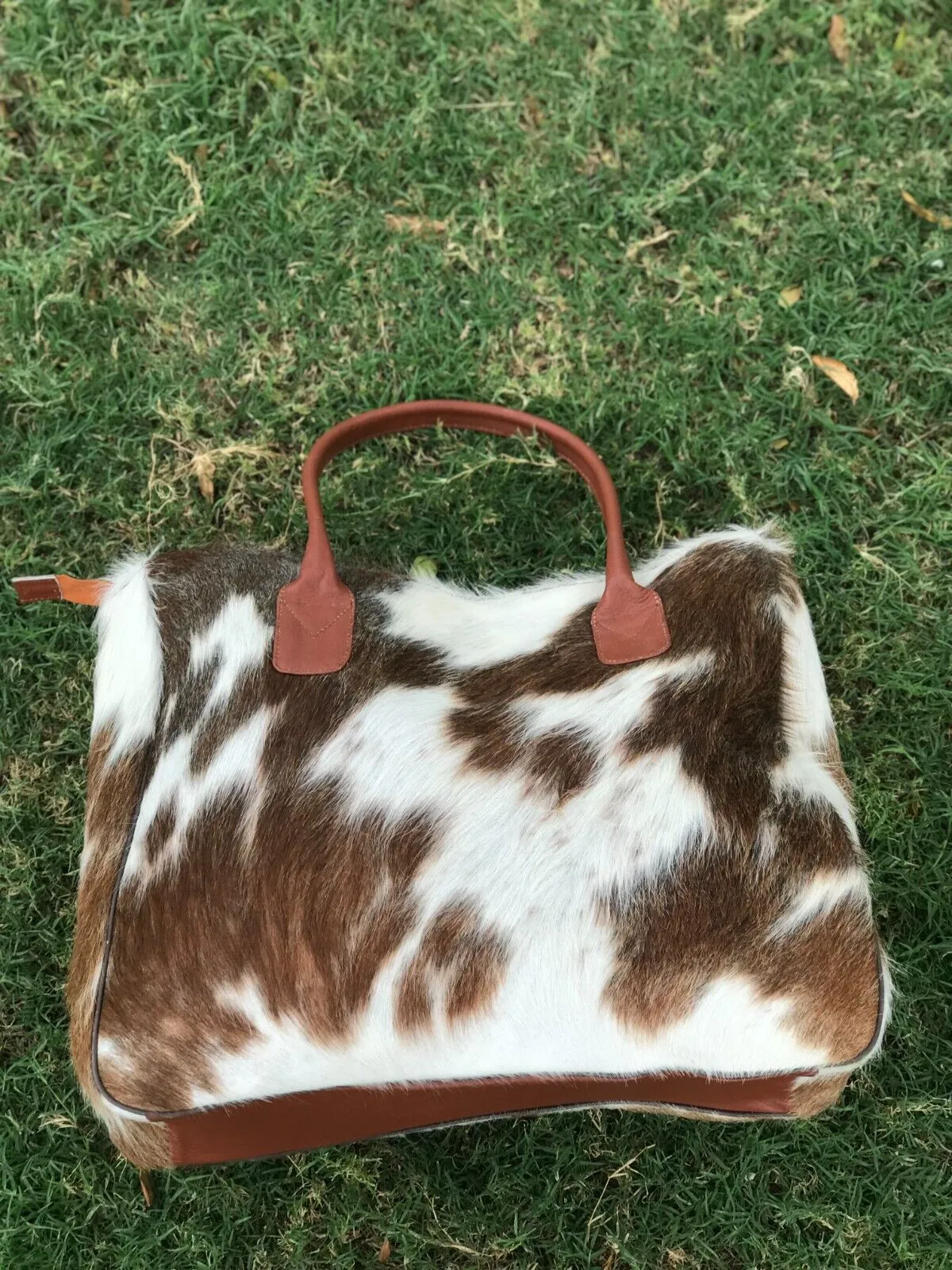Brown White Long Hair On Hide Shoulder Purse