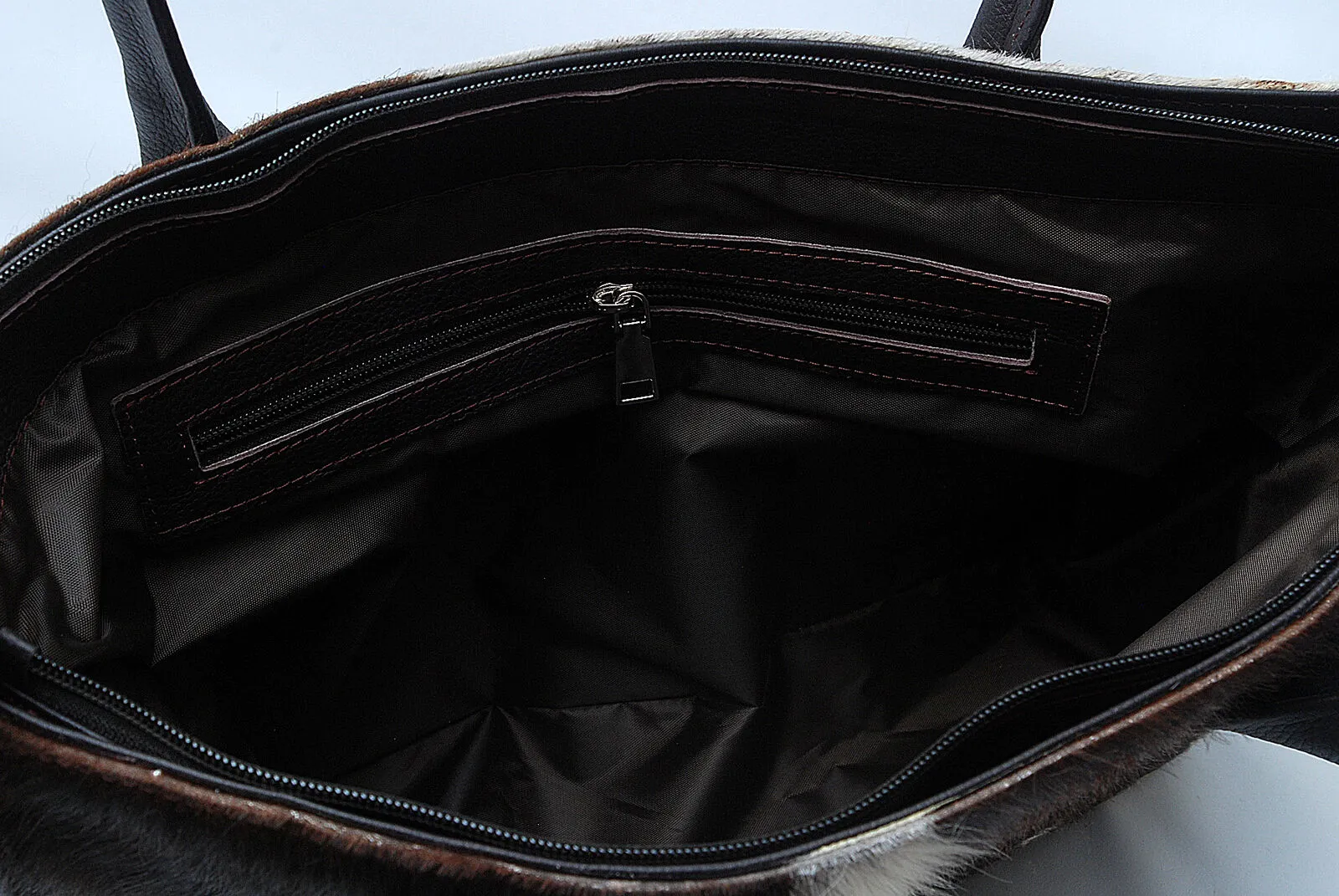 Dark Tricolor Cowhide Fur Purses