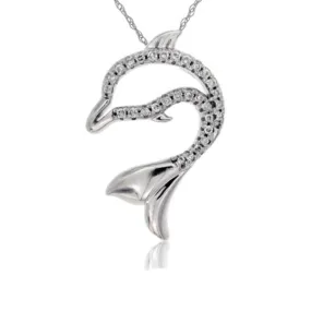 Diamond Diving Dolphin Necklace