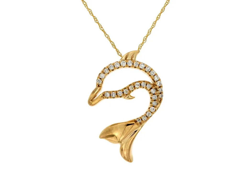 Diamond Diving Dolphin Necklace
