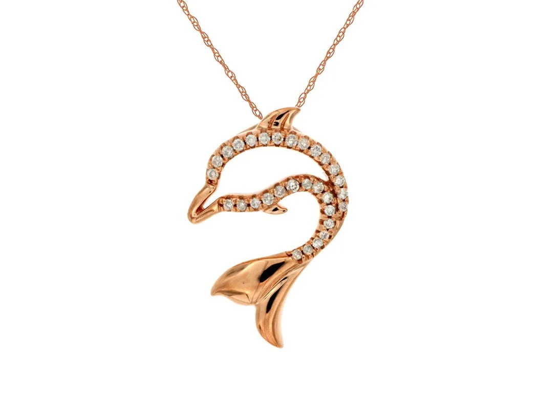 Diamond Diving Dolphin Necklace