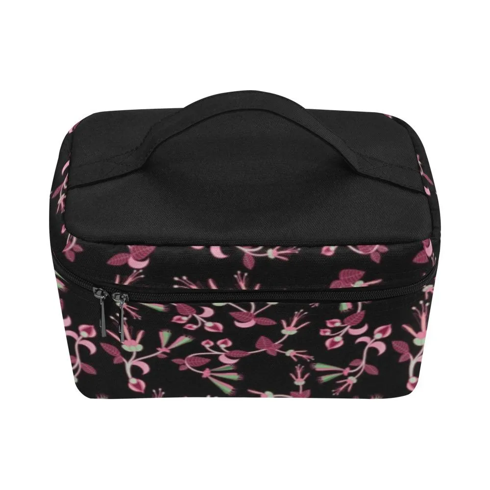 Floral Green Black Cosmetic Bag/Large
