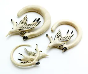 Gannet Diving Bird Organic Crocodile Wood Ear Hangers - 3mm-12mm - Price Per 2