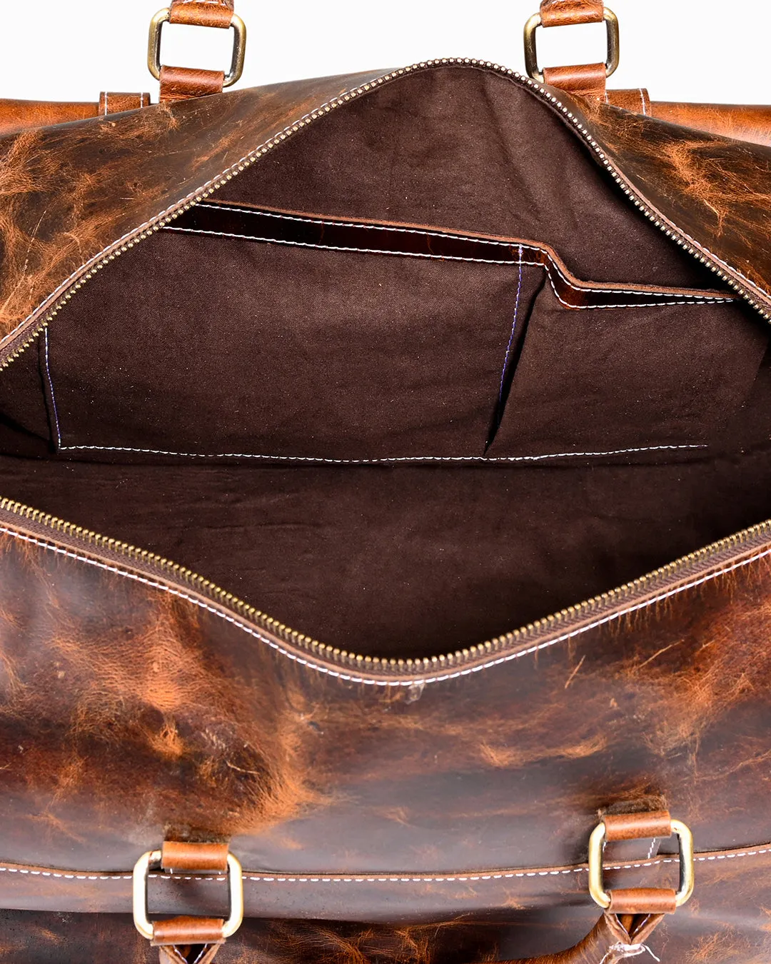 Leather Duffle Bag with Shoe Compartment