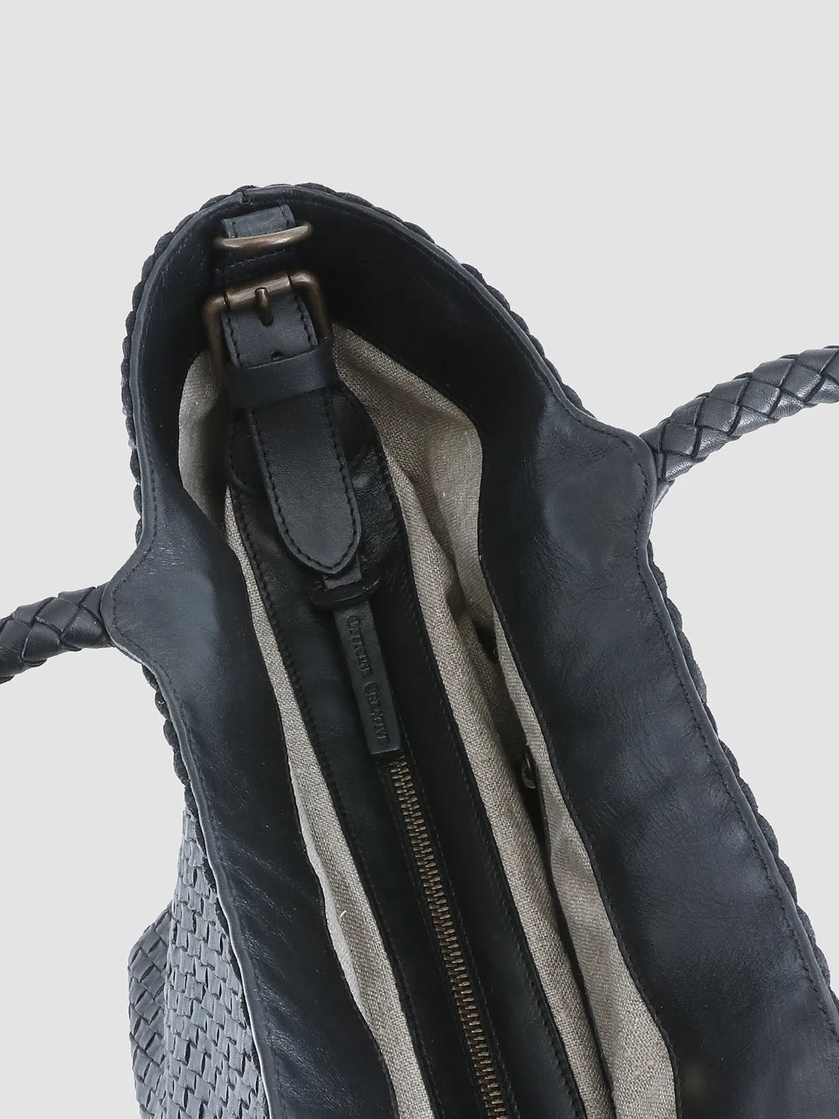 OC CLASS 35 Woven - Black Woven Leather Shoulder Bag
