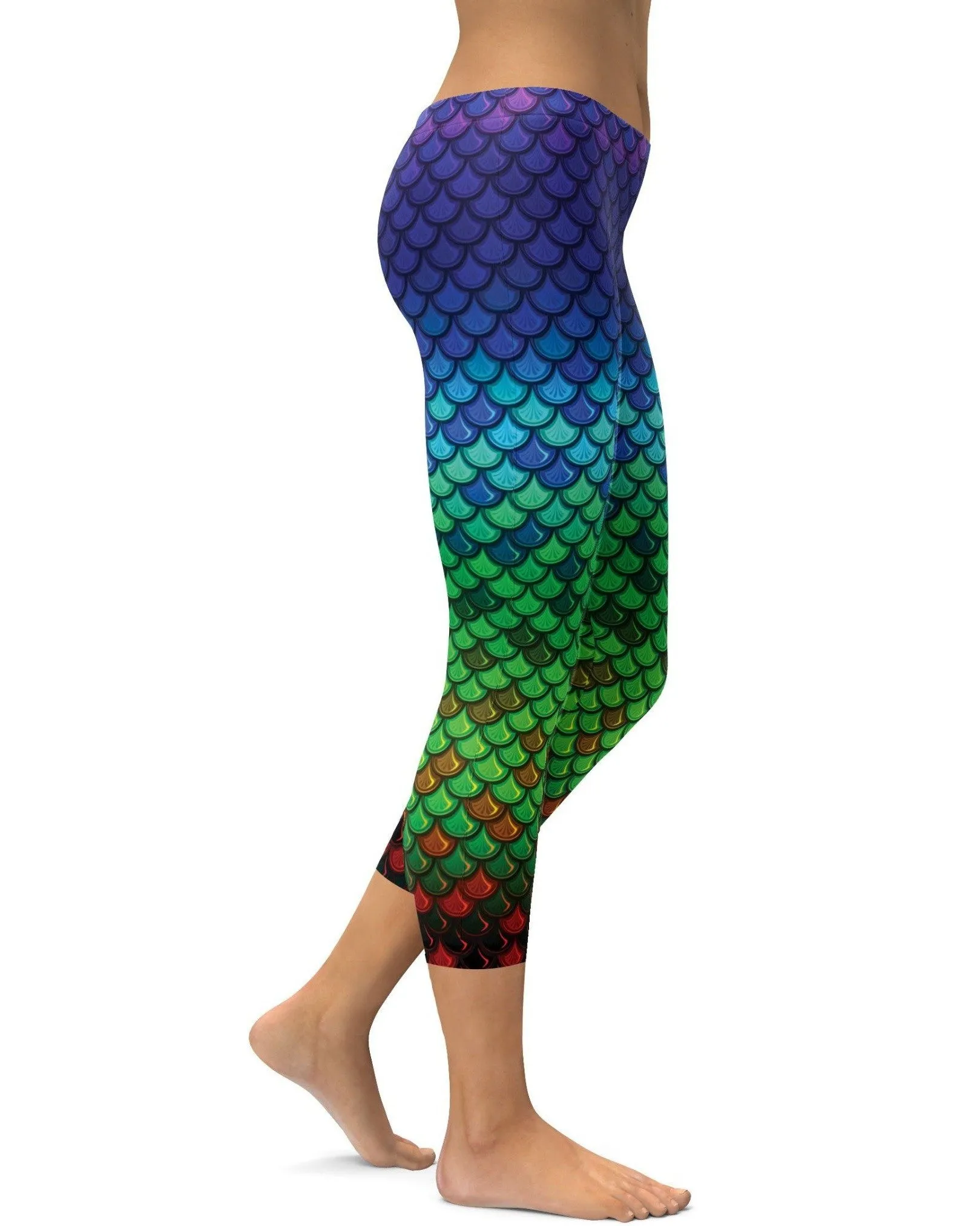 Rainbow Colored Mermaid Capris
