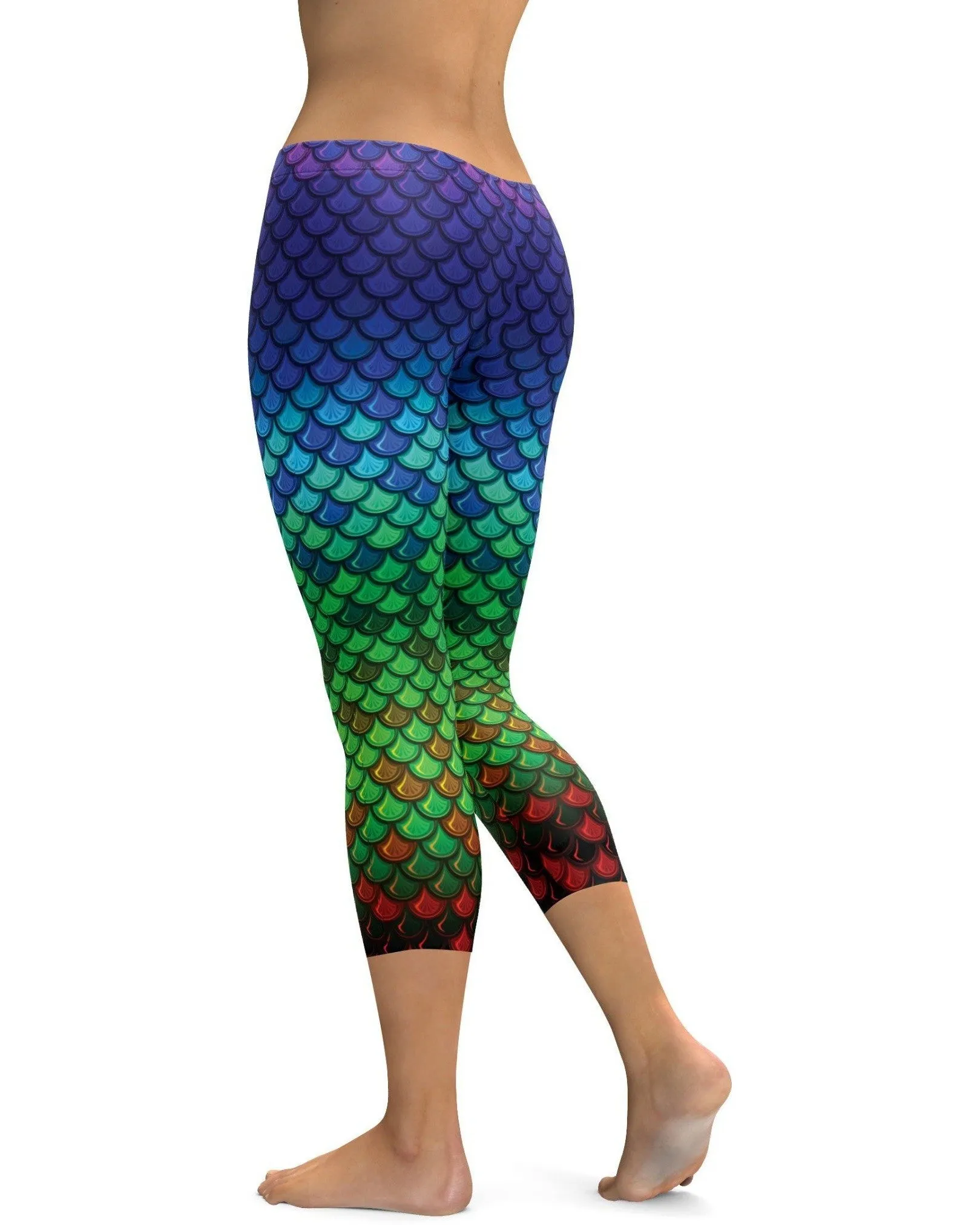 Rainbow Colored Mermaid Capris