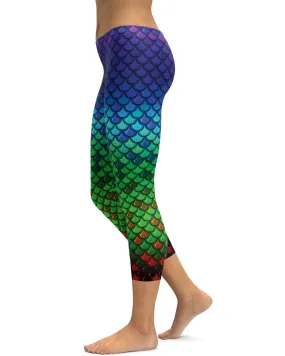 Rainbow Colored Mermaid Capris