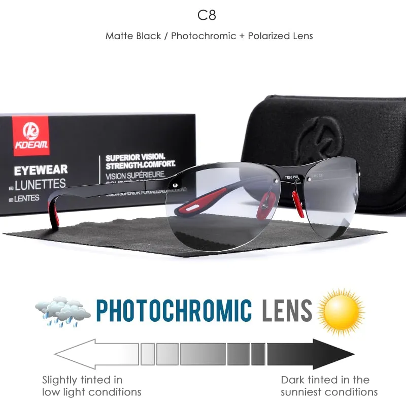 Rimless Oval Men's Sunglasses Polarized TR90 Material Frame TAC Polarization Lense Soft Rubber Foot Cover
