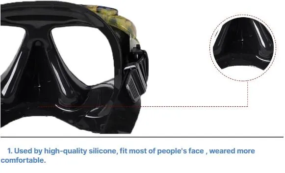 Scuba Diving Snorkeling Wide View Plano Lenses Anti-Fog Mask Adults Camouflage DM403