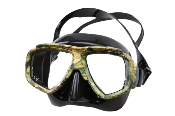 Scuba Diving Snorkeling Wide View Plano Lenses Anti-Fog Mask Adults Camouflage DM403