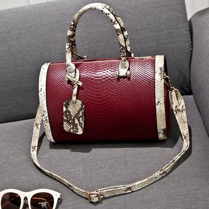 Snakeskin Design Boston Bag