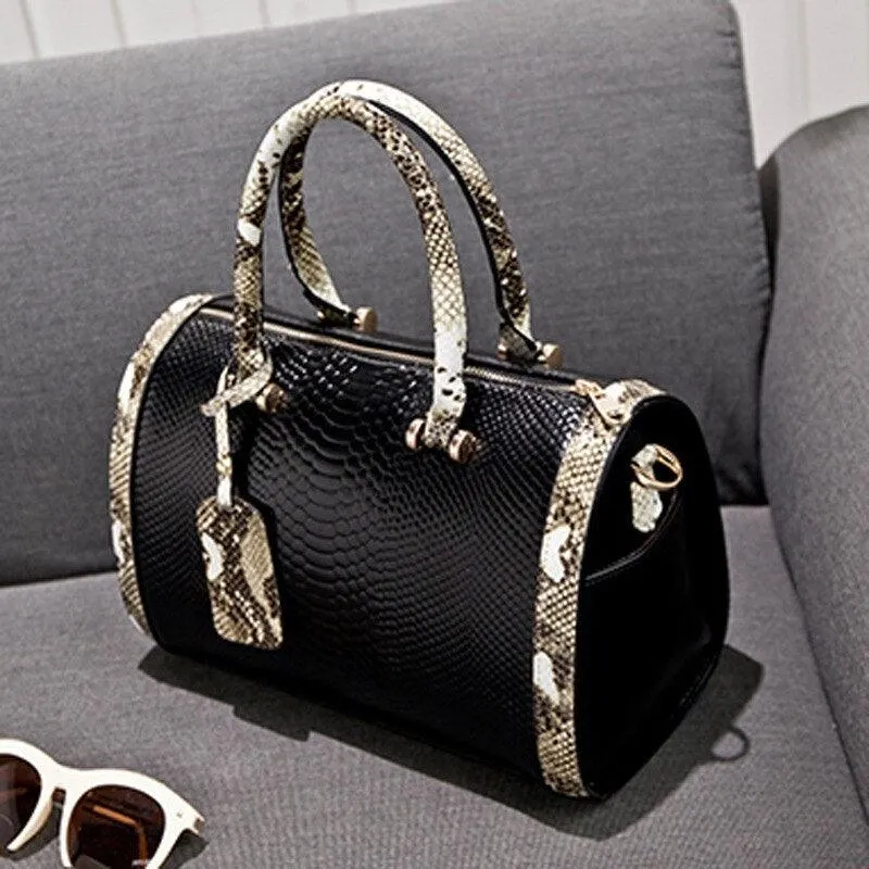 Snakeskin Design Boston Bag