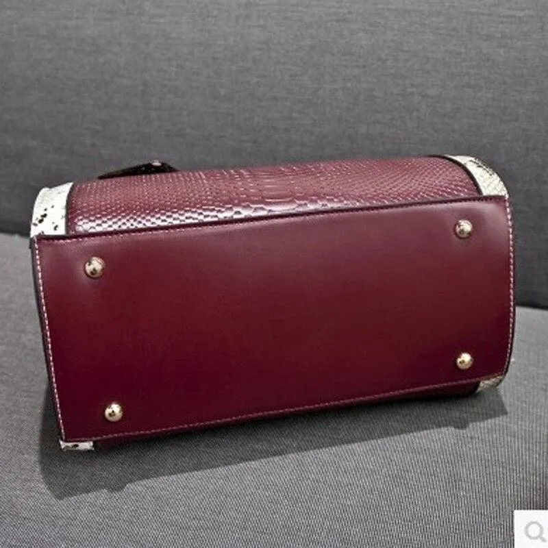Snakeskin Design Boston Bag