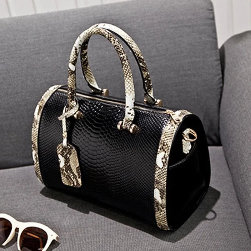 Snakeskin Design Boston Bag