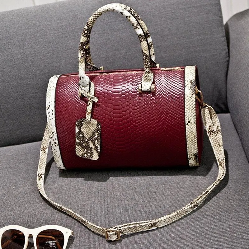 Snakeskin Design Boston Bag