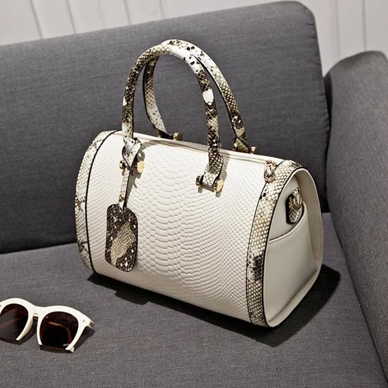 Snakeskin Design Boston Bag