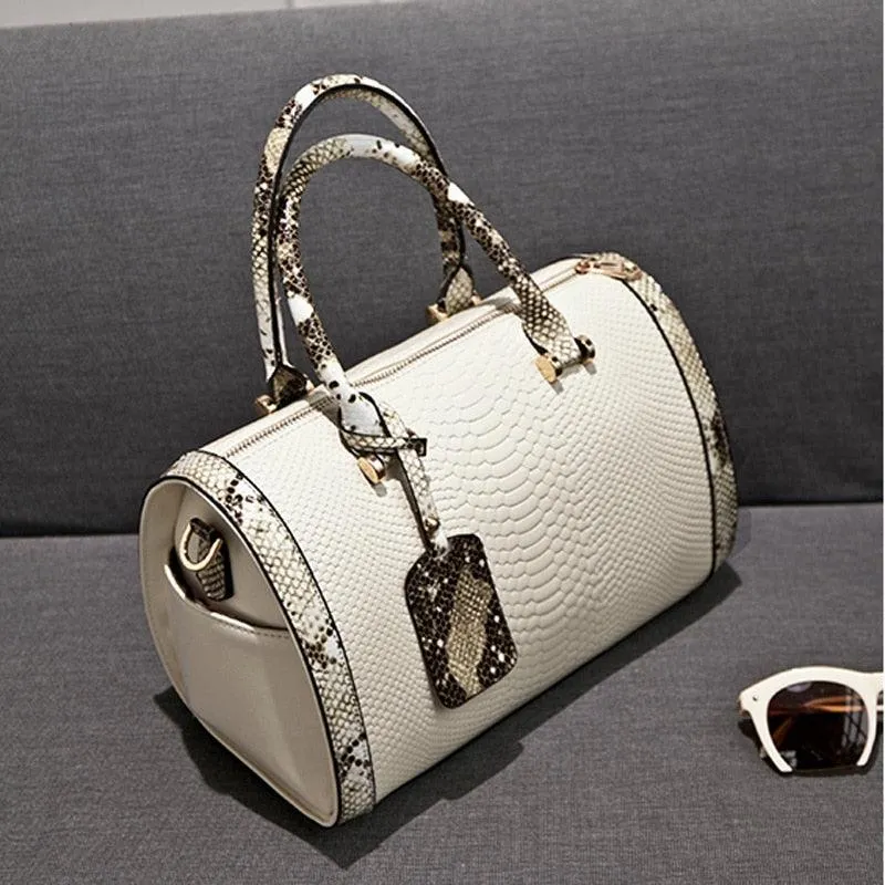 Snakeskin Design Boston Bag