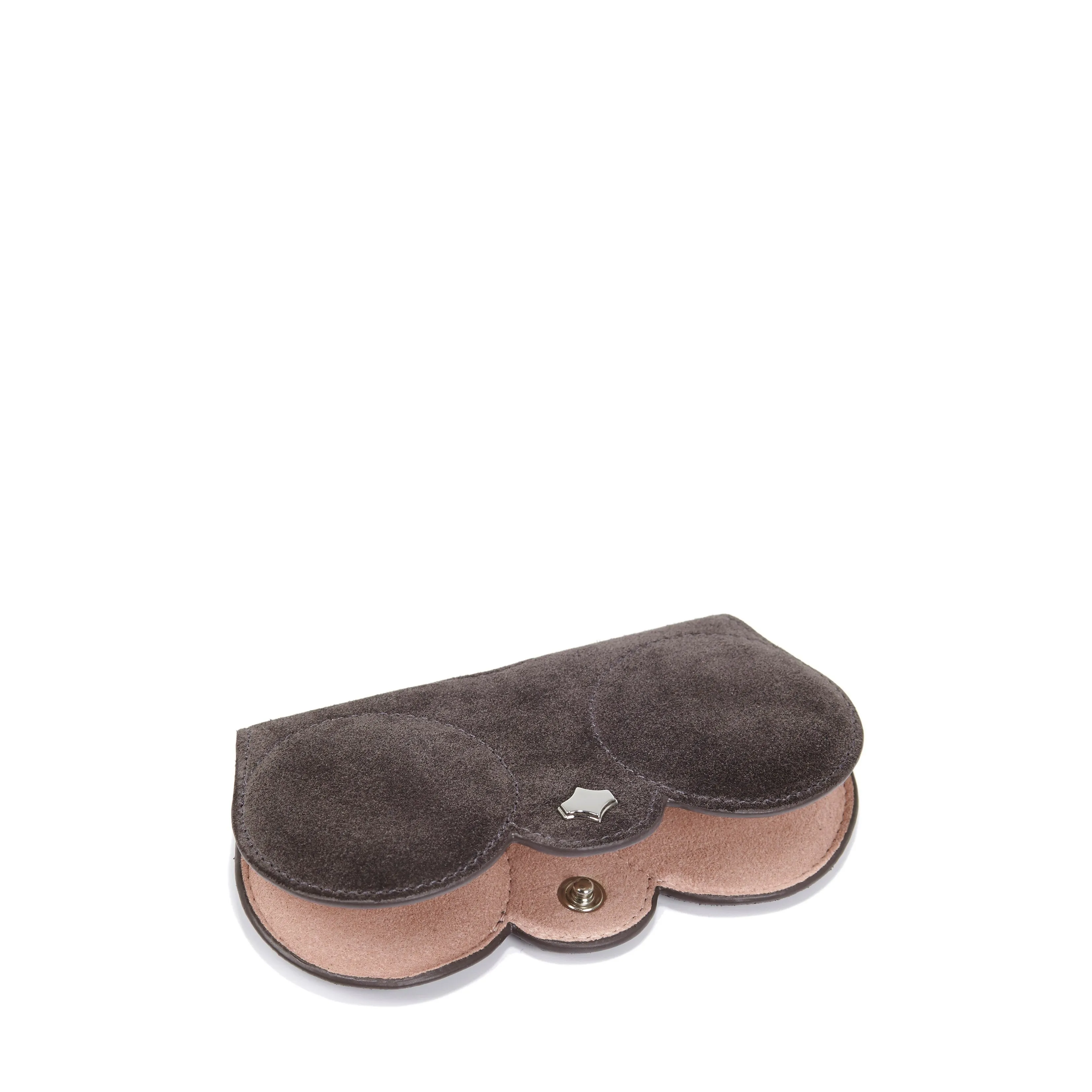 Sunglasses Case | Charcoal Suede |  Suede leather 24K Silver Plated