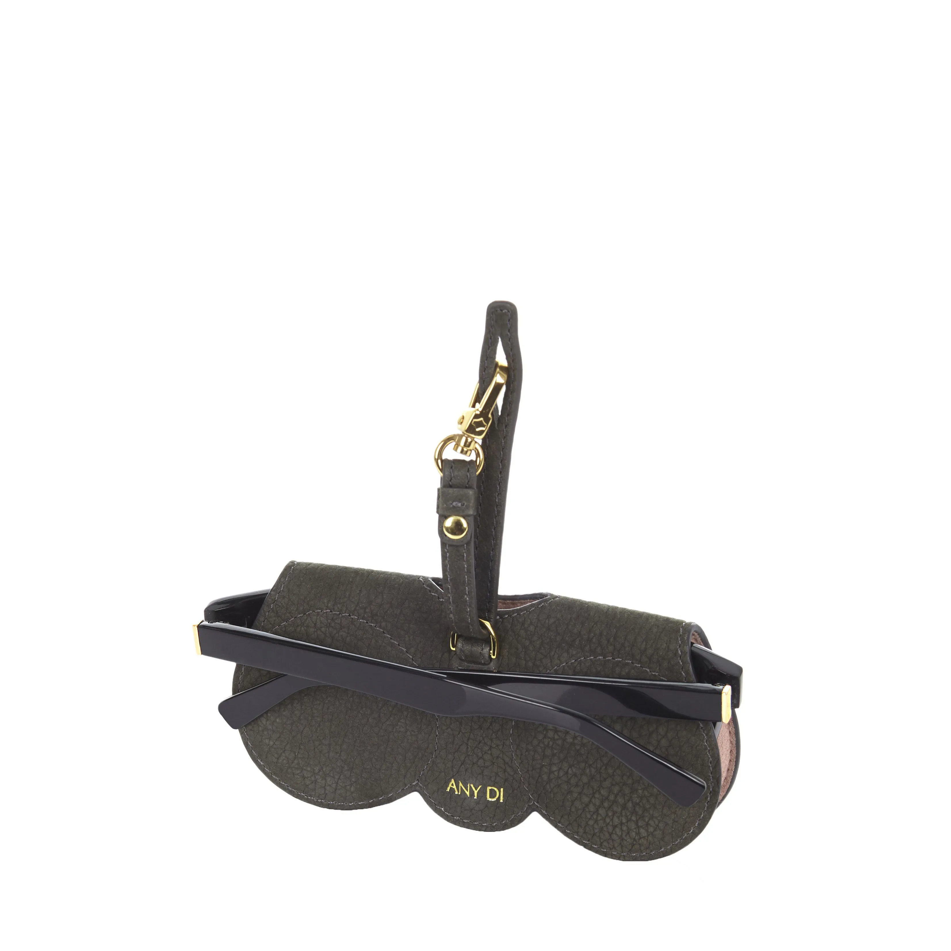 Sunglasses Case | Khaki Nubuck | Nubuck Leather Gold Plated