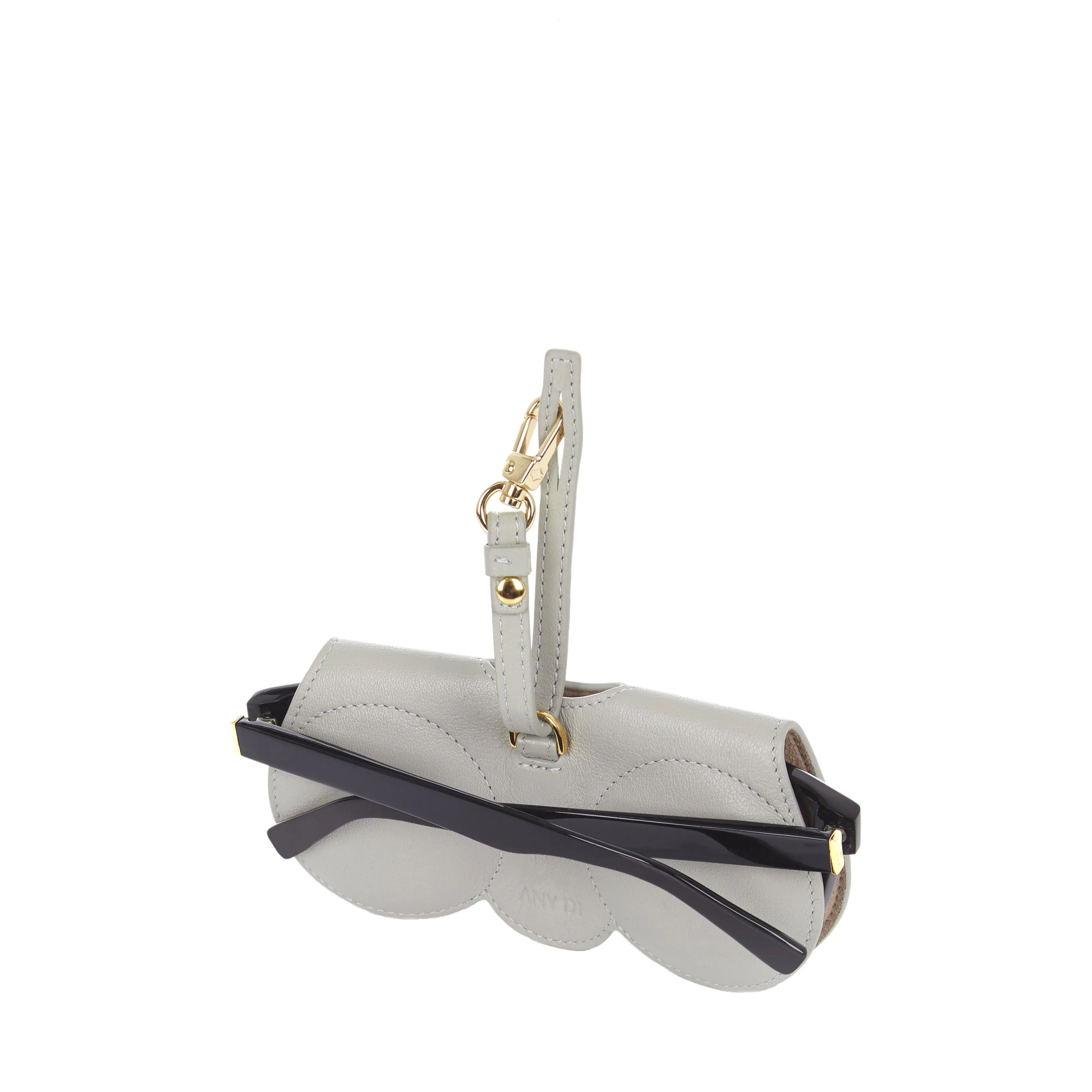 Sunglasses Case | Light Grey | Nappa Leather Gold Plated