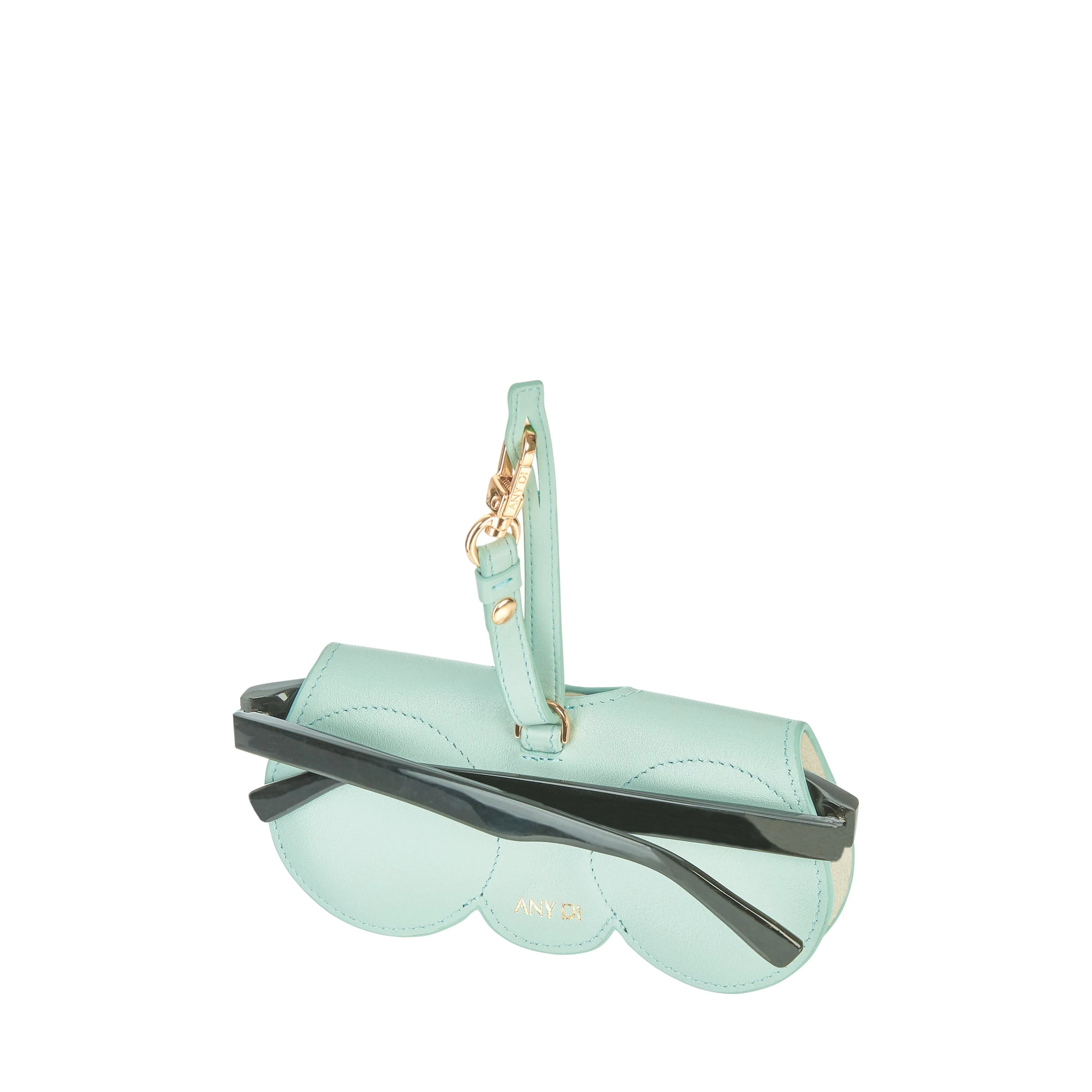 Sunglasses Case | Mint Green | Nappa Leather Gold Plated