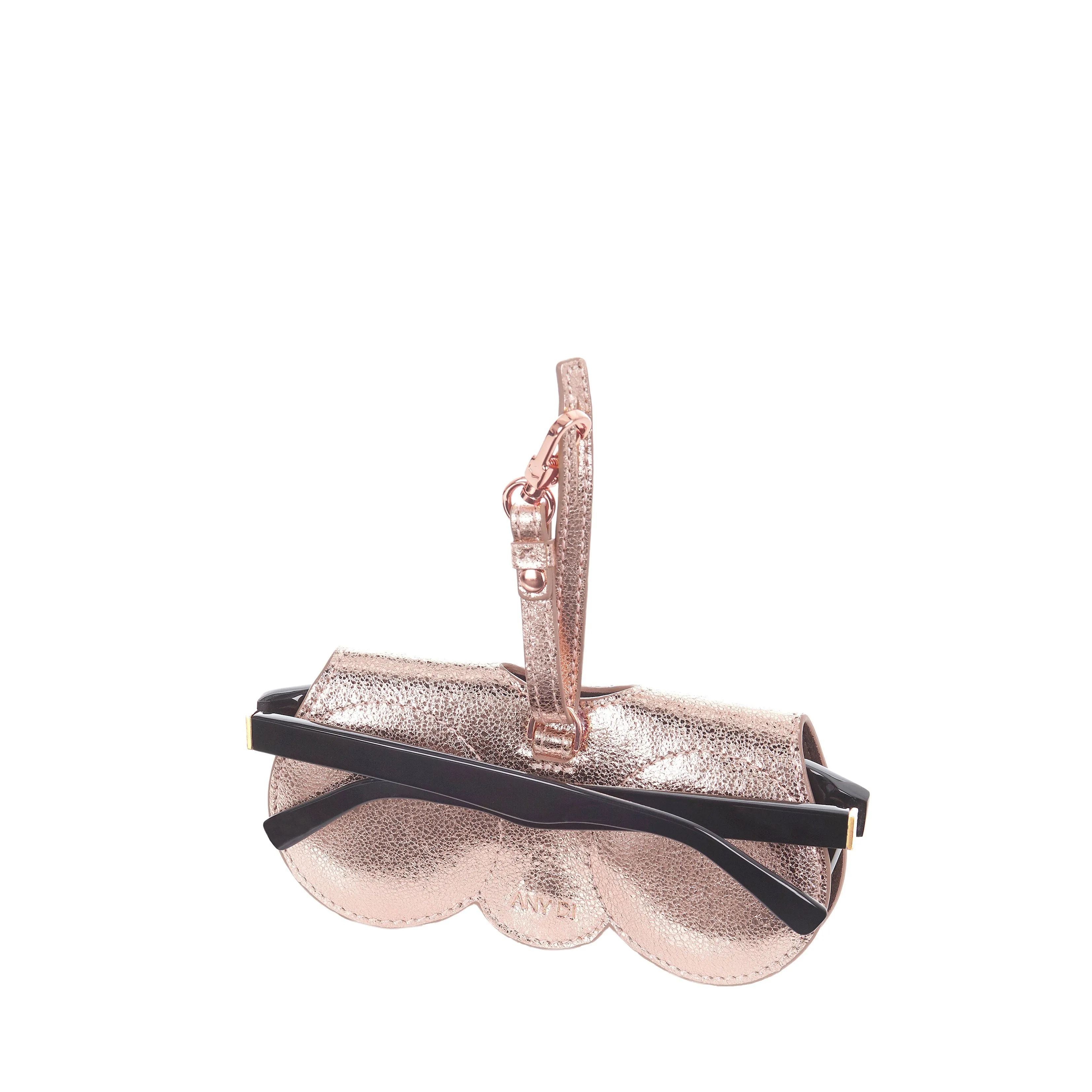 Sunglasses Case | Rose Gold | Metallic Leather Gold Plated