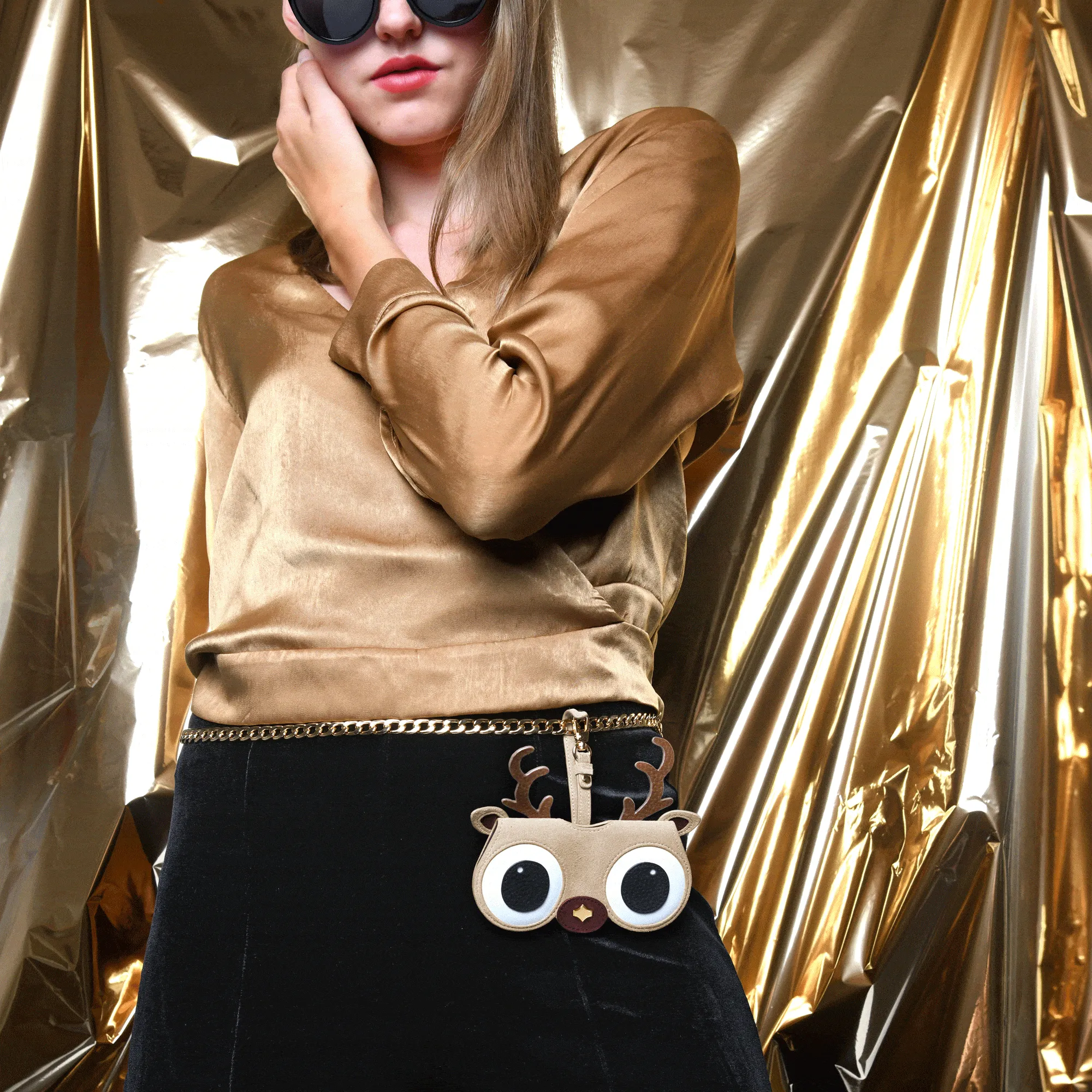 Sunglasses Case | Rudolph | Suede Gold Plated