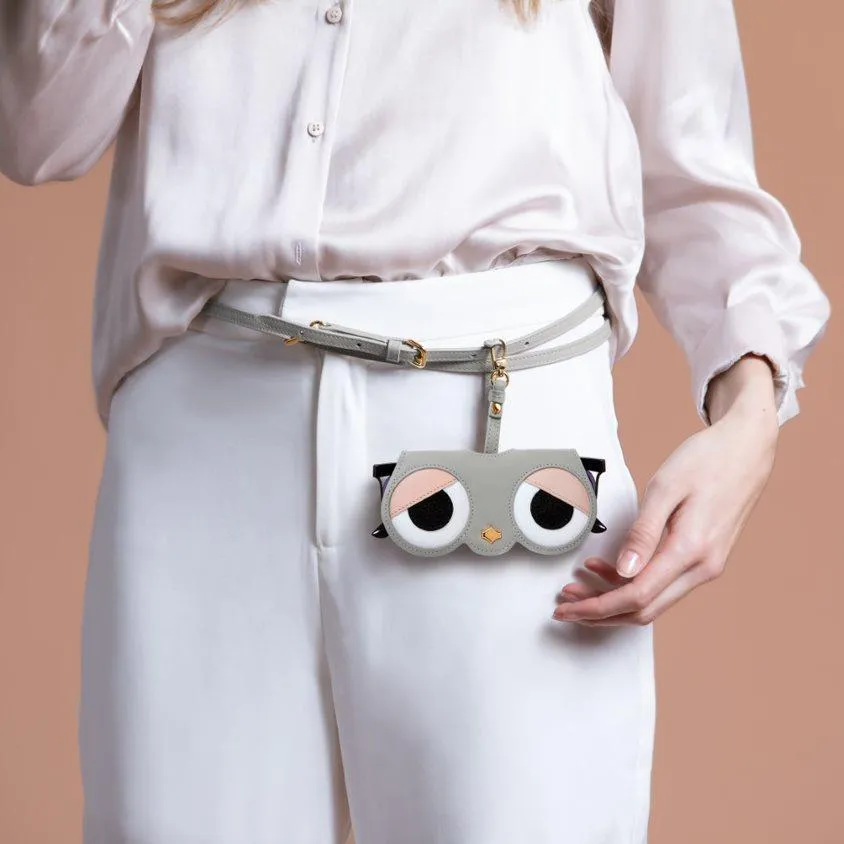 Sunglasses Case | Sad Cat | Nappa Leather Gold Plated