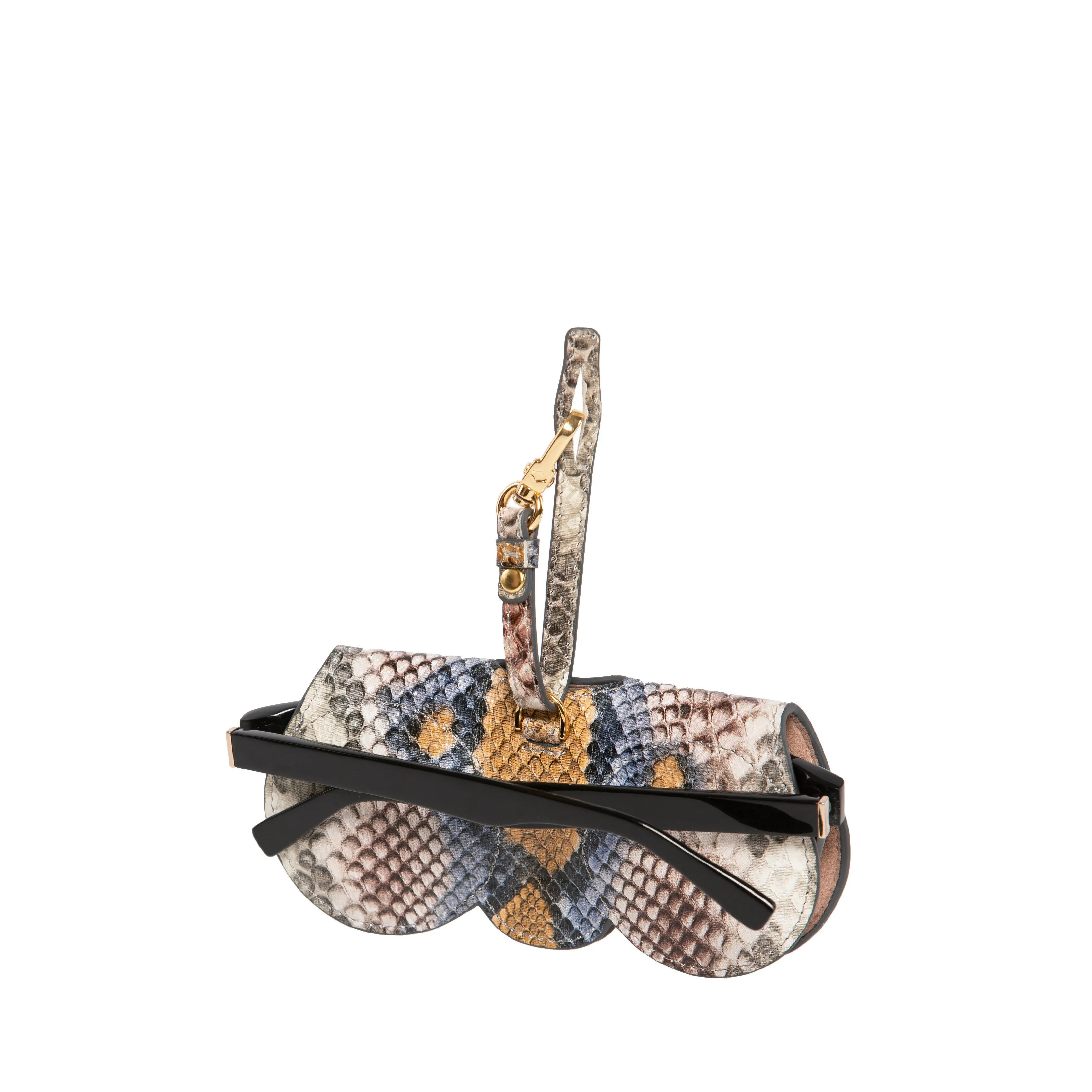 Sunglasses Case | Snake Eye |  Nappa Leather Gold Plated