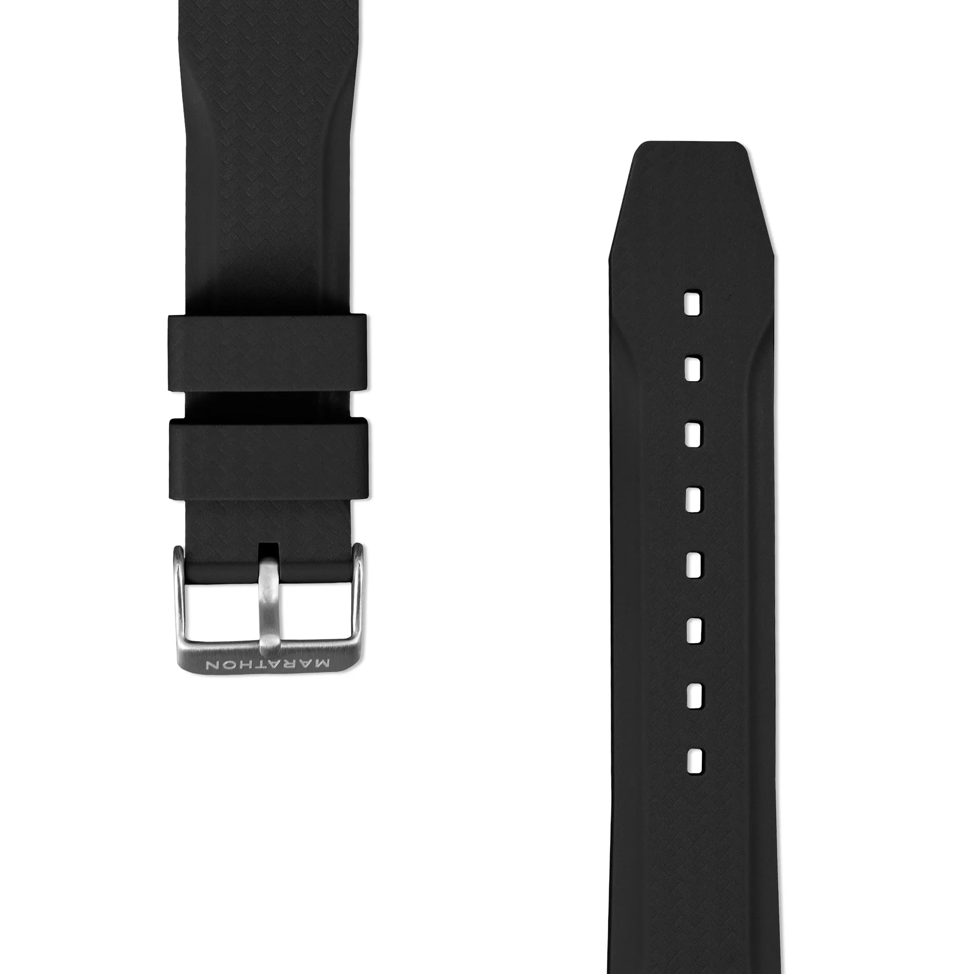 Textured Two-Piece Rubber Strap, Black, 22mm