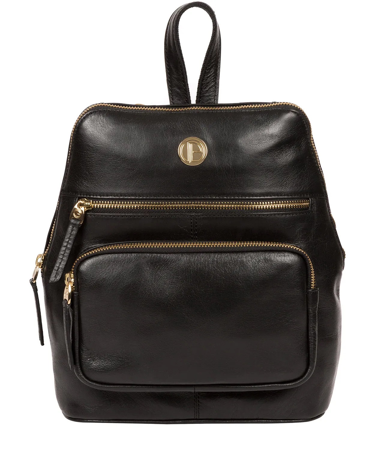 'Verbena' Jet Black Leather Backpack