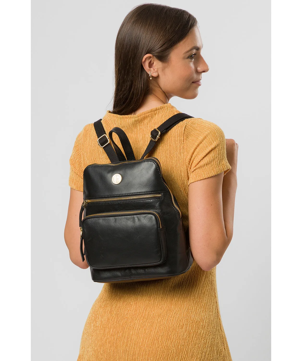 'Verbena' Jet Black Leather Backpack