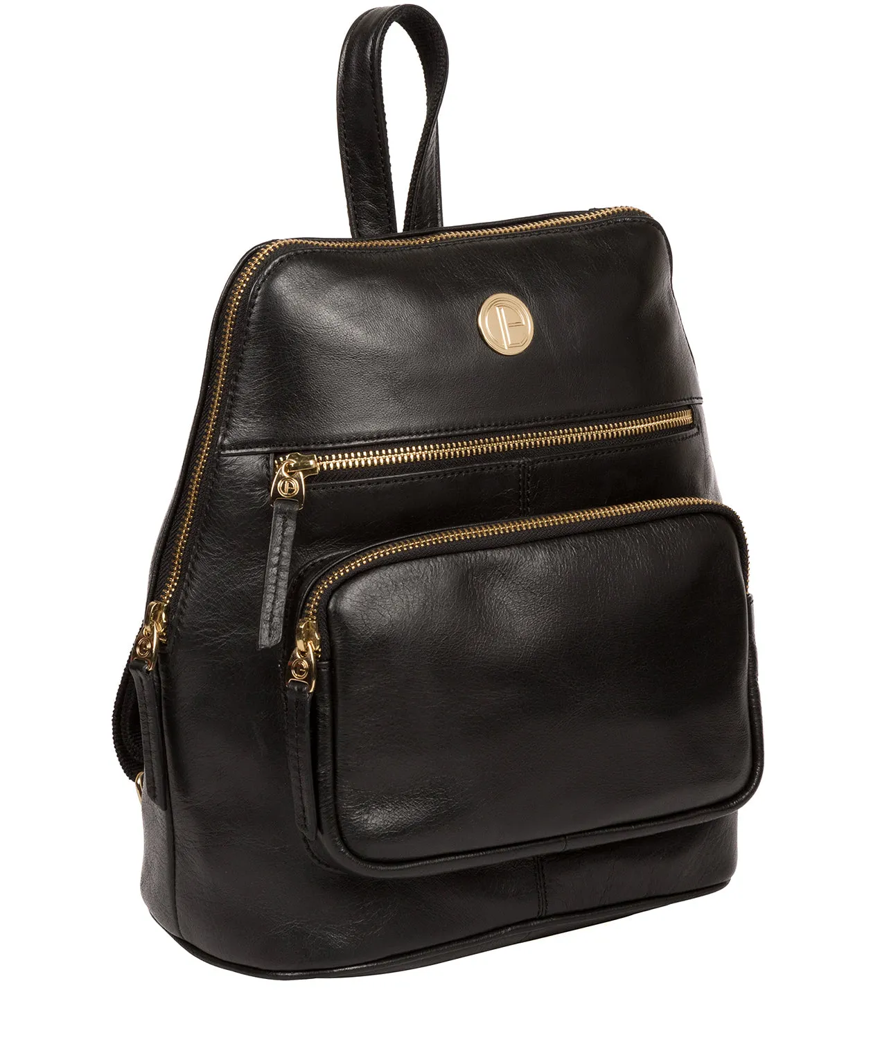 'Verbena' Jet Black Leather Backpack