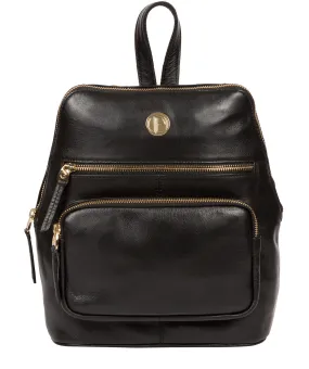 'Verbena' Jet Black Leather Backpack