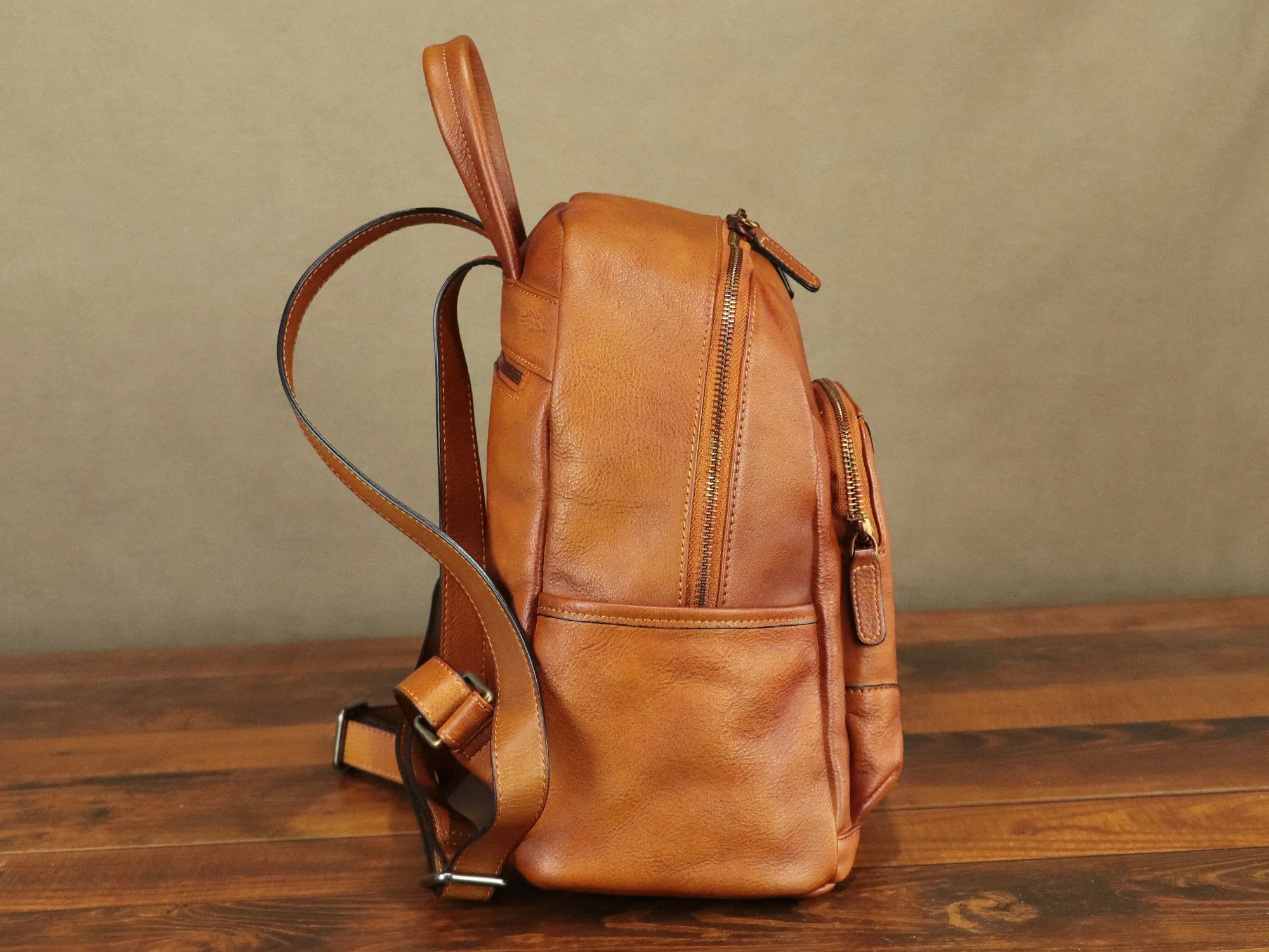 Vintage Handmade Rucksack Leather Backpack College Bag