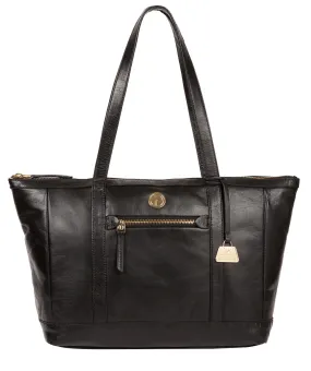 'Willow' Jet Black Leather Tote Bag