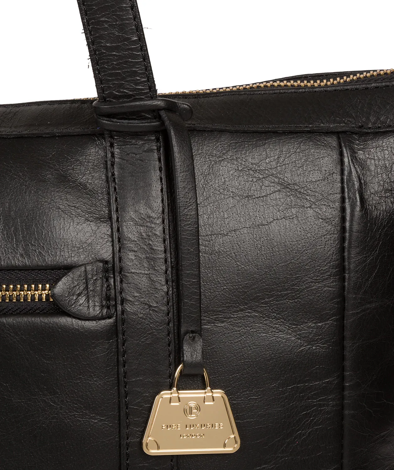 'Willow' Jet Black Leather Tote Bag