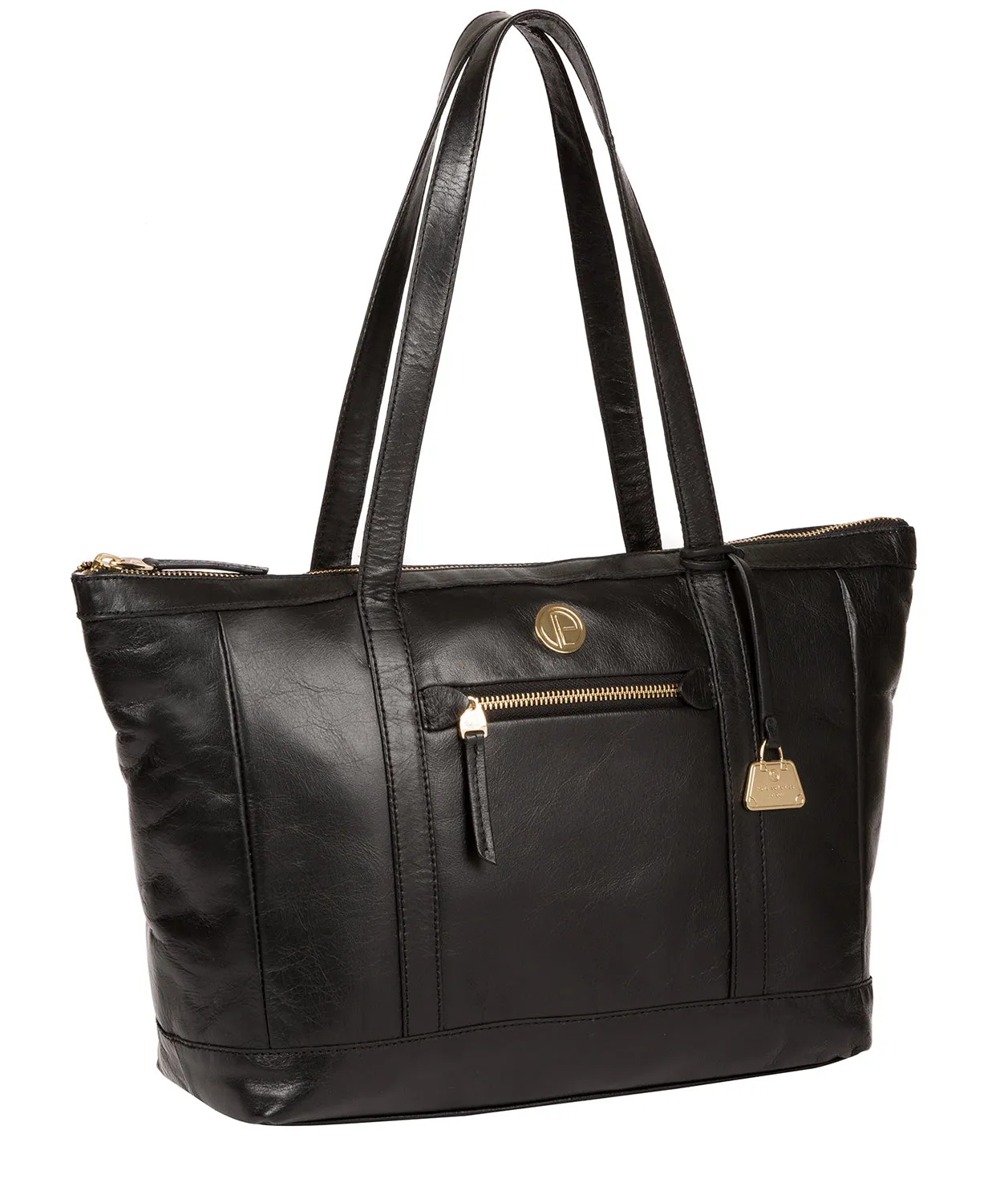 'Willow' Jet Black Leather Tote Bag