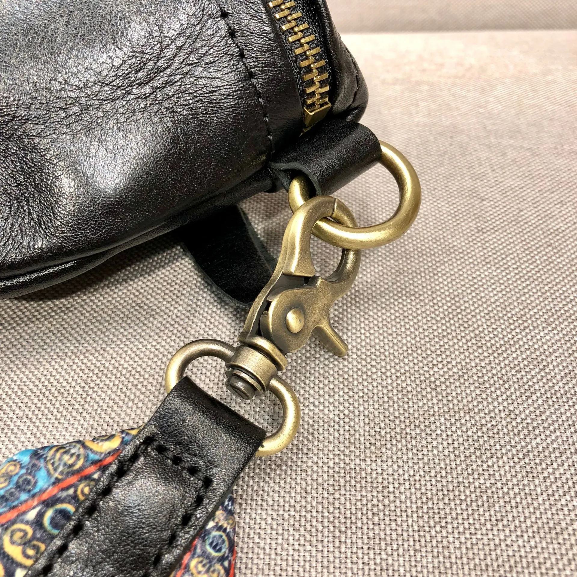 Women's Leather Chest Sling Bag with Boho Shoulder Strap Design