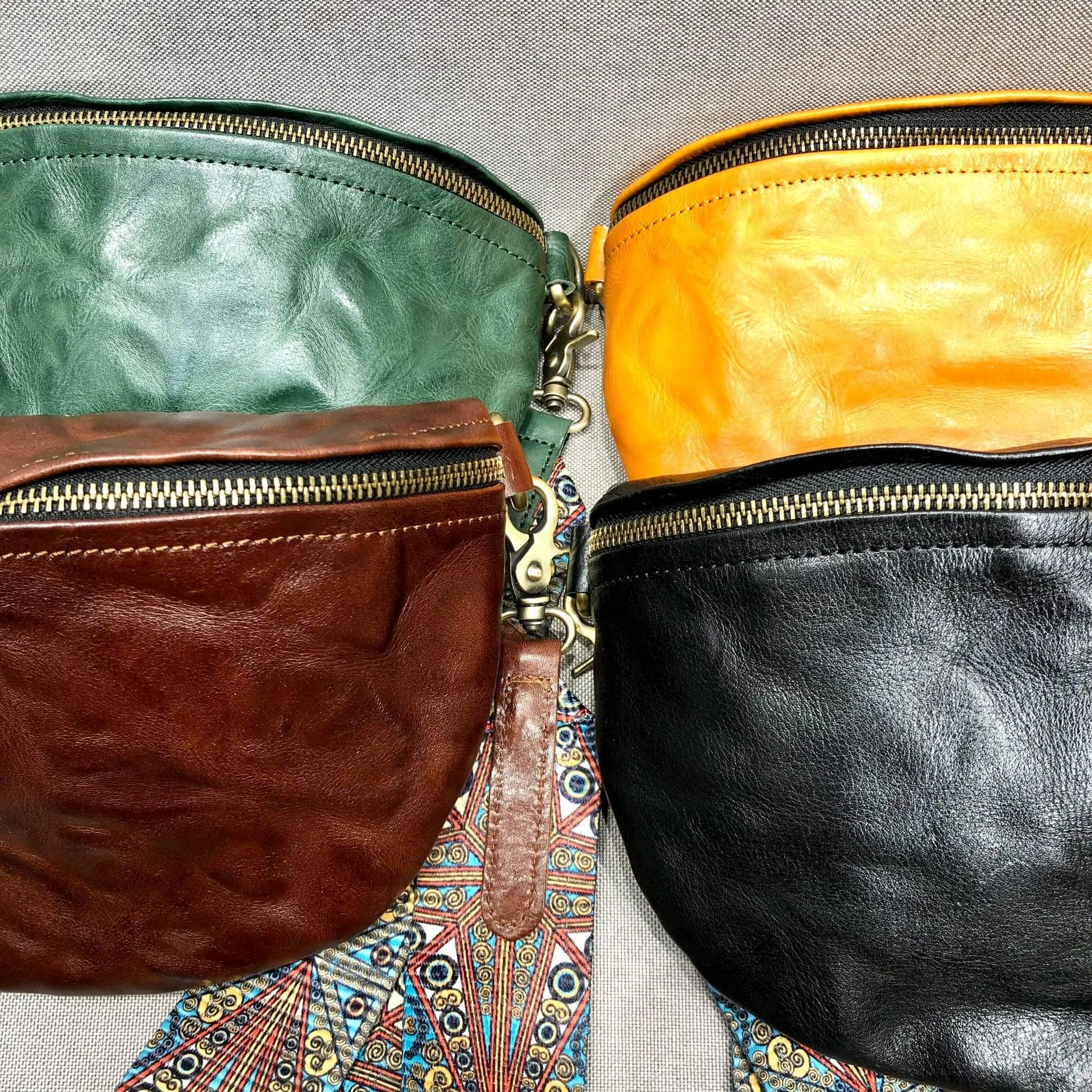 Women's Leather Chest Sling Bag with Boho Shoulder Strap Design