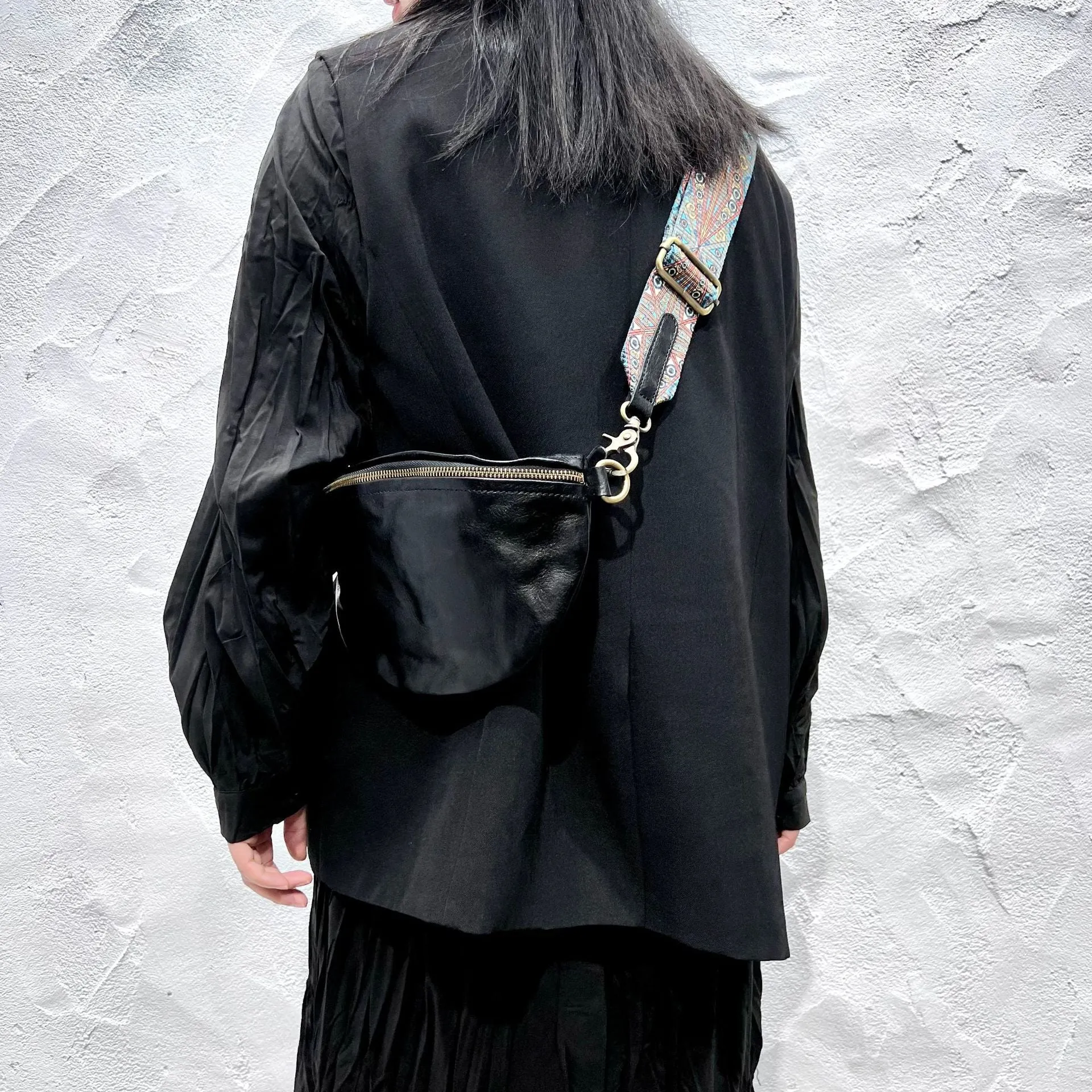 Women's Leather Chest Sling Bag with Boho Shoulder Strap Design