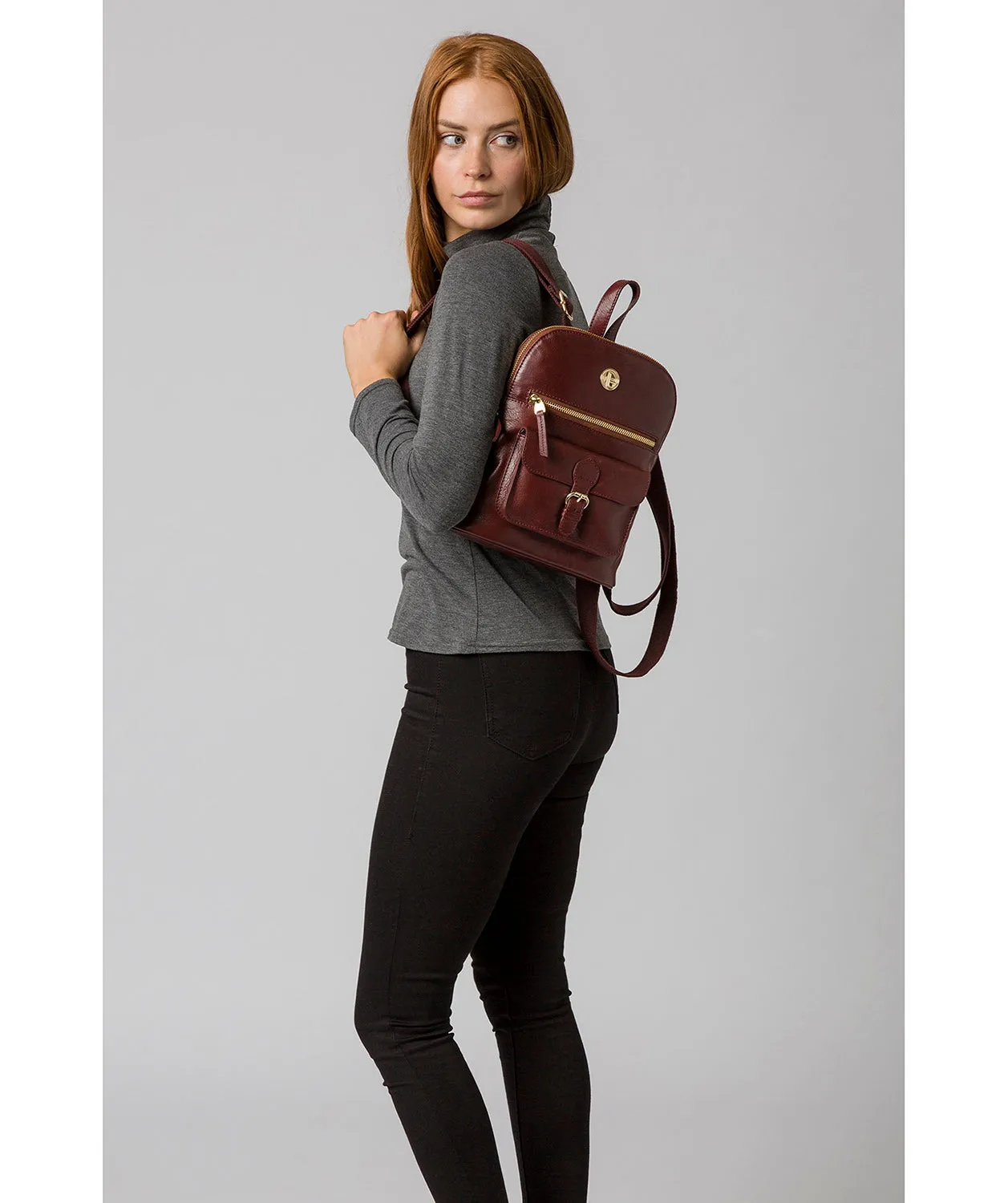 'Zinnia' Chestnut Leather Backpack